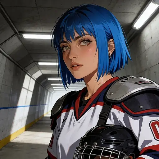 An anime Wollo character in hockey gear